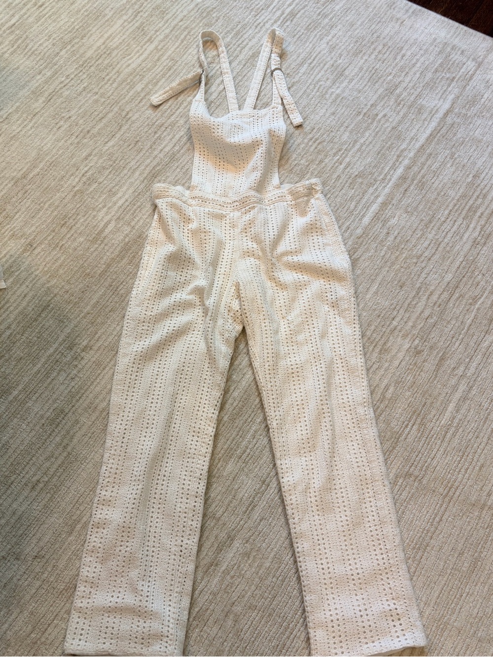 Zara White Eyelet/Crochet Jumpsuit/Overalls